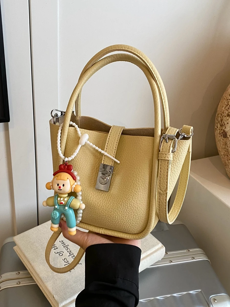 

Летняя модная сумка-ведро, женская повседневная универсальная сумка через плечо, рыночная корзина, мягкая кожа, Lo Bule, маленький размер