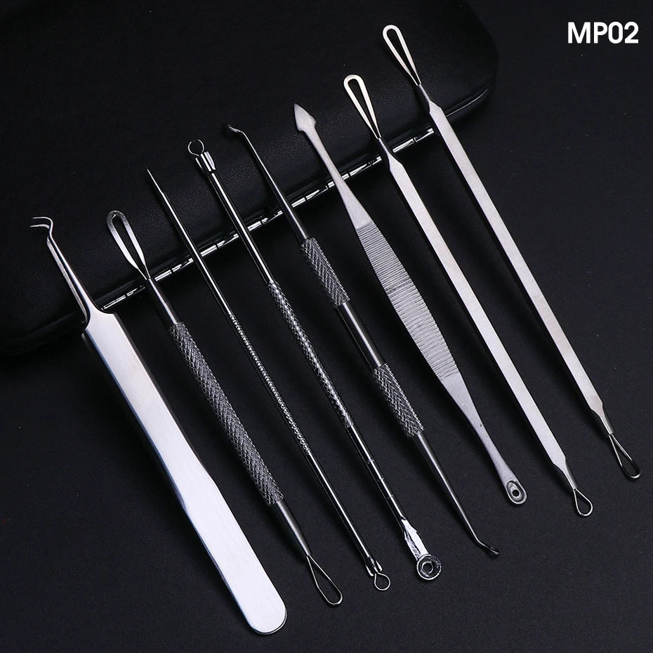 1 Set Acne Clipper Tweezer Pimple Blackhead Remover Needles Facial Skin Care Stainless Steel Cleaning Tool Beauty Kits LYMP01-04