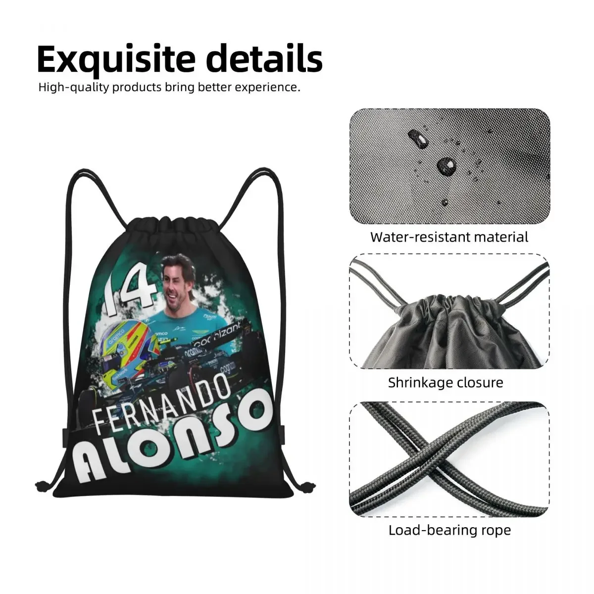 Alonso-Sacs à dos de course automobile personnalisés pour hommes et femmes, sac à dos de yoga, sac de sport, entraînement, voiture de sport Fernando