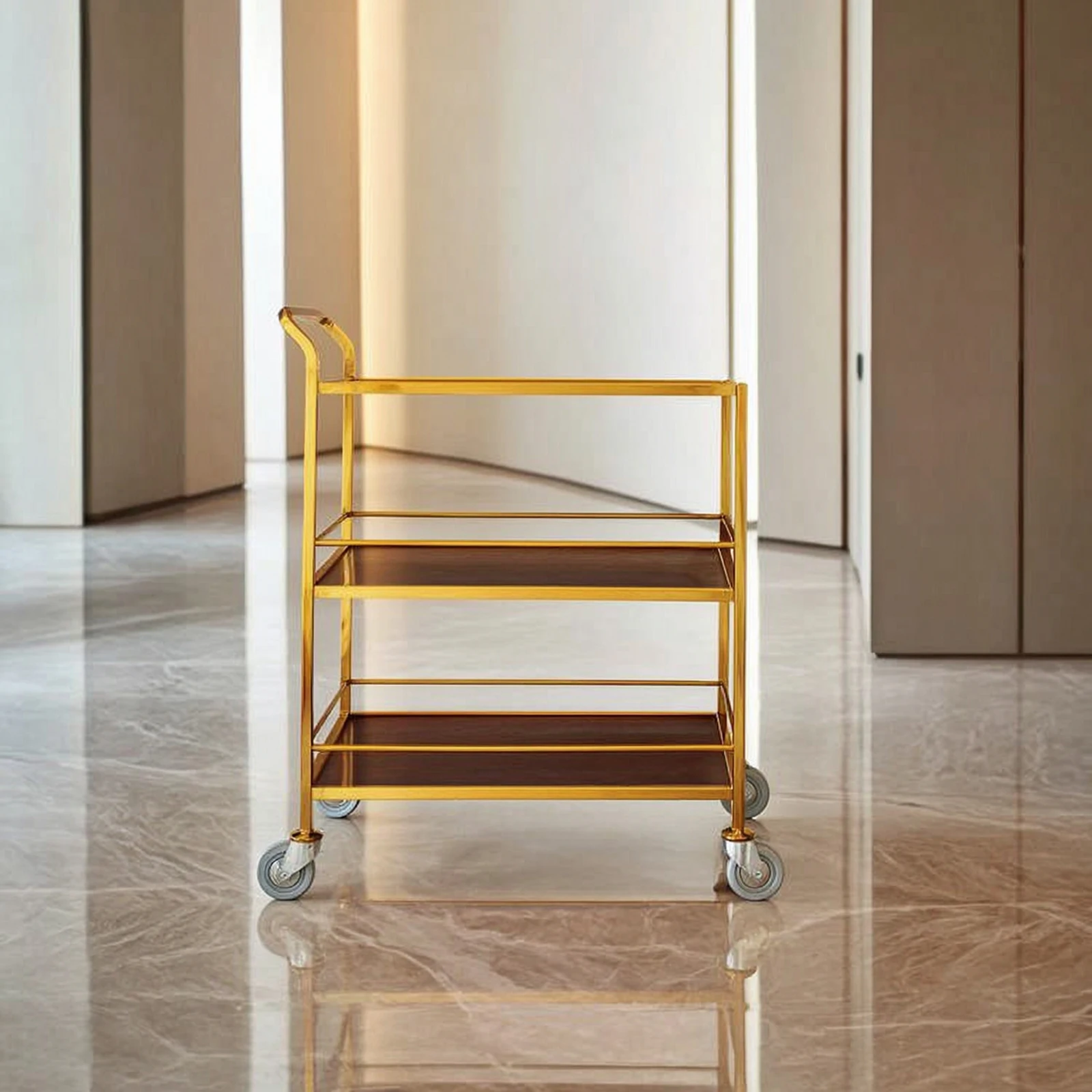 3-Tier Rolling Service Cart Detachable 3-Tier Service Cart Serving Trolley with Handle Mobile Sturdy for Restaurants
