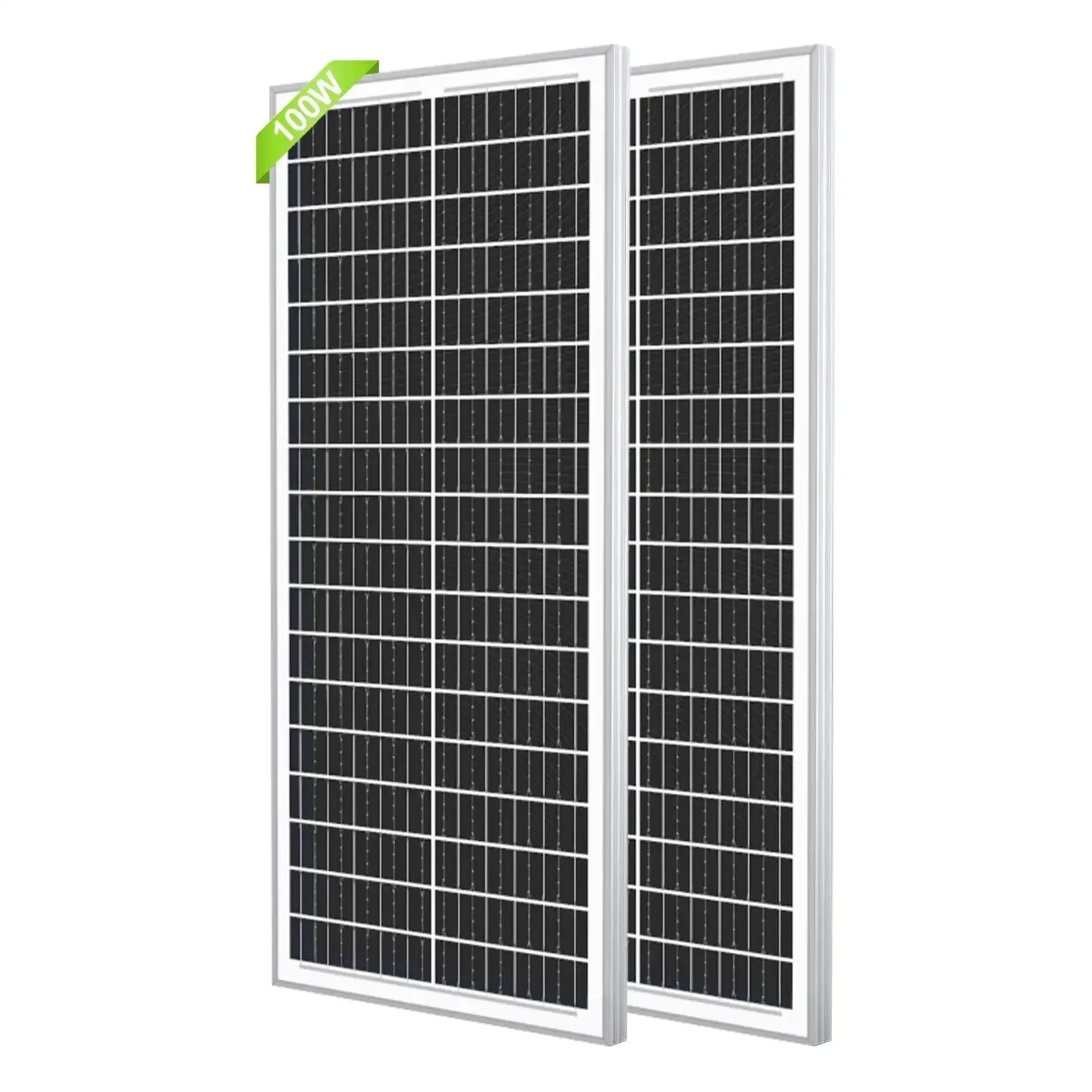 2-Pack 100W Monocrystalline Solar Panels, 12V for Homes, RV, Camping