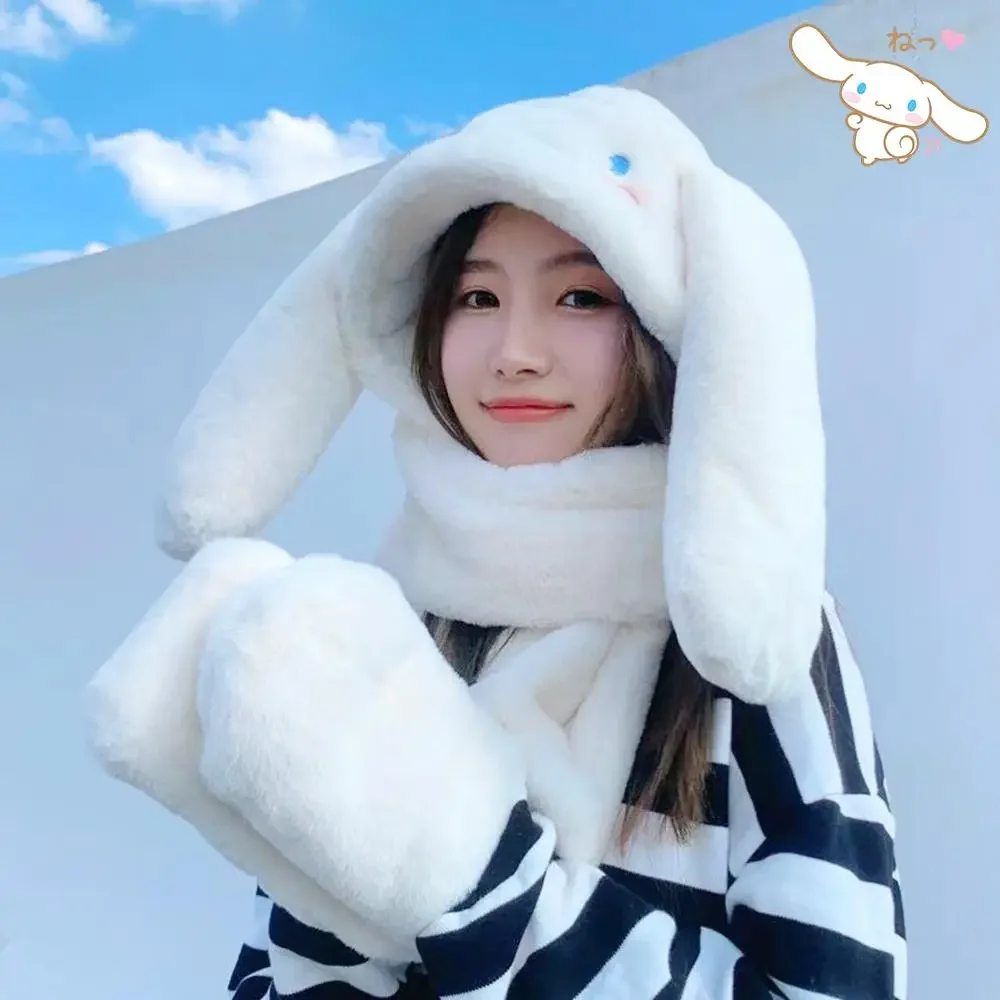 Аниме Pochacco Cinnamoroll плюшевая шапка шарф перчатки Sanrioed Kawaii Melody зимняя теплая милая милая студентка теплая утолщенная подарок