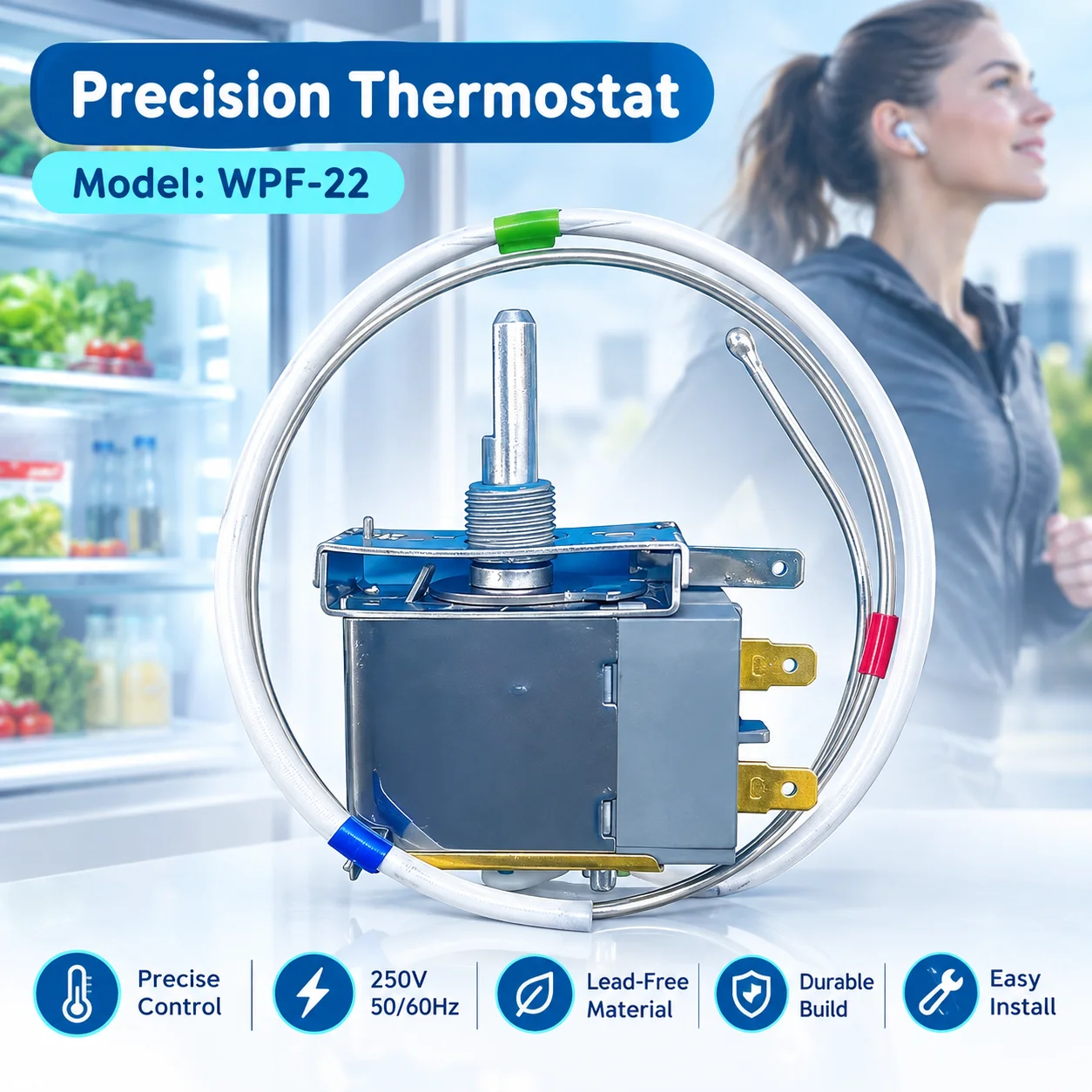 17431000001341 Mechanical Thermostat Switch 250V 50/60Hz Refrigerator Temperature Control Sensor Cooling System Repair Part