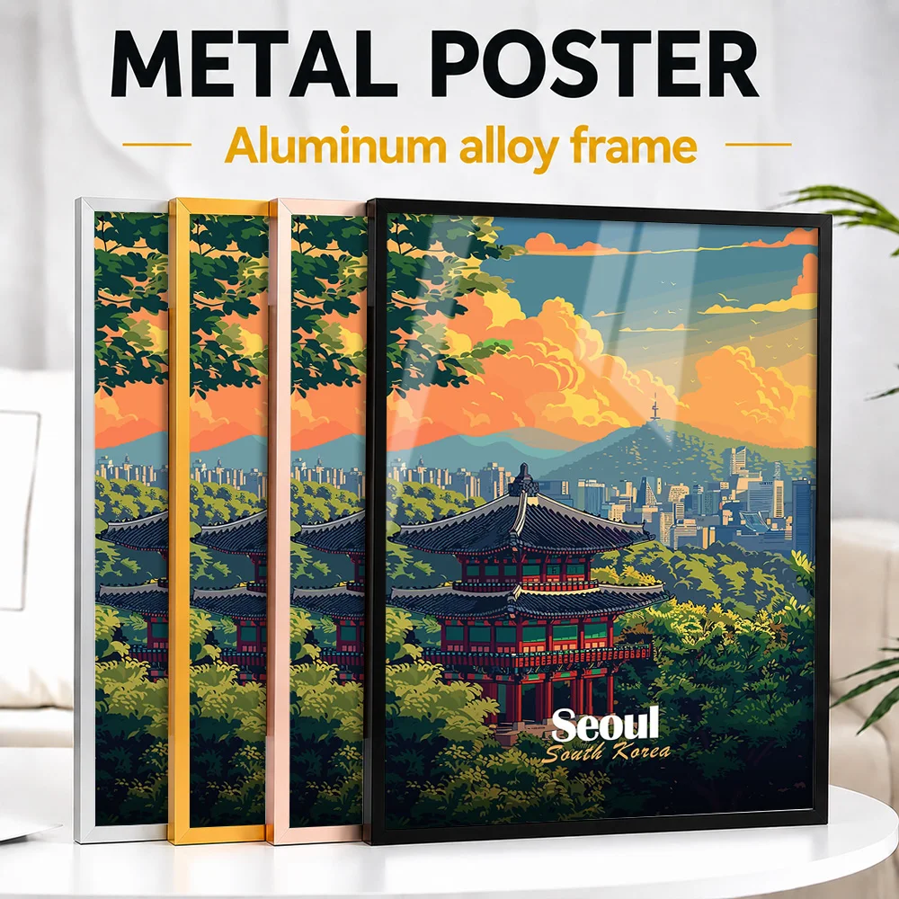 Seoul, South Korea Metal Poster With Aluminum Alloy Frame Personalized Photo Scenic Destination Style Wall Art For Living Room