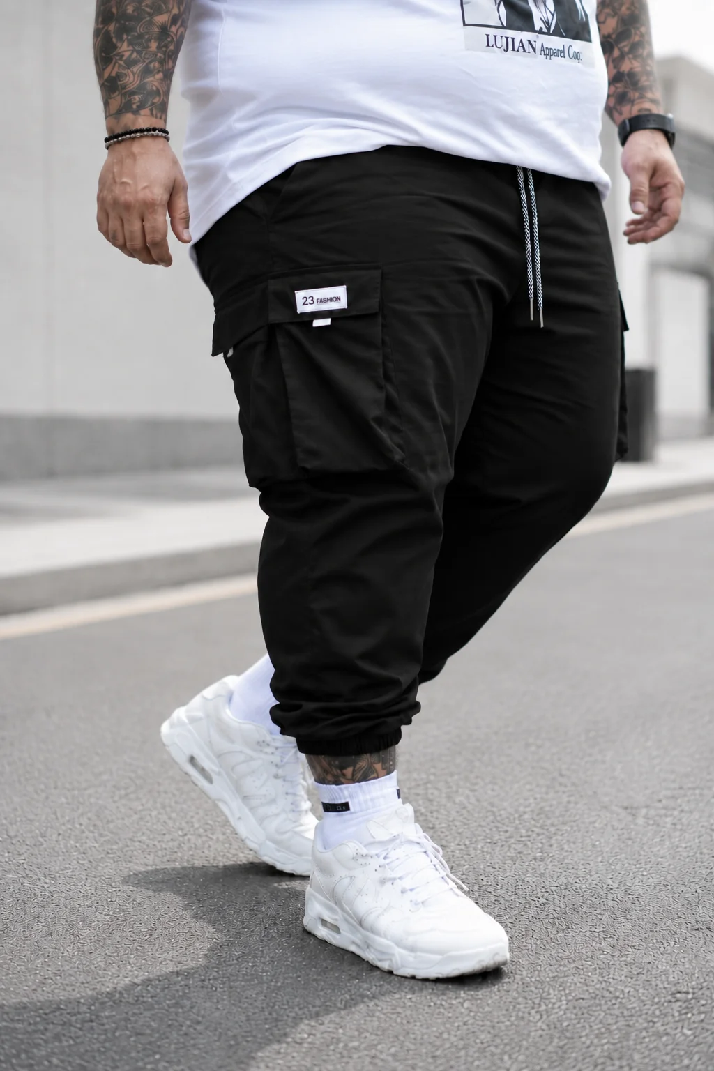 plus Size Men's Solid Color Work Trousers Straight Leg Waist Cord Design for Daily Wear And Outdoor Activities Durable Comfortab view 4
