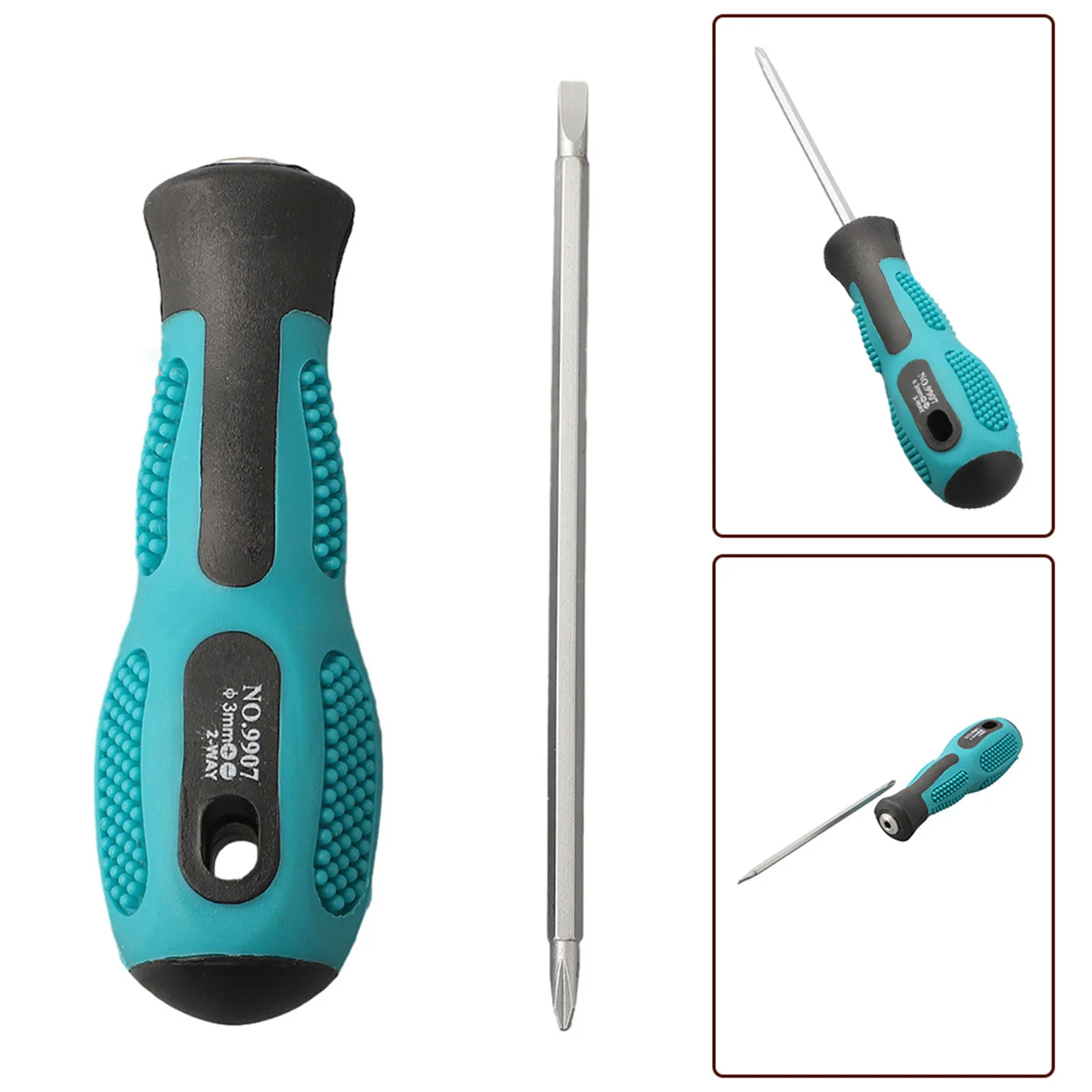 

1pc Dual Purpose 2 In 1 Slotted Screwdriver Handle Bolt Rubber Handle Screwdriver Magnetic Screwdriver 3x75mm