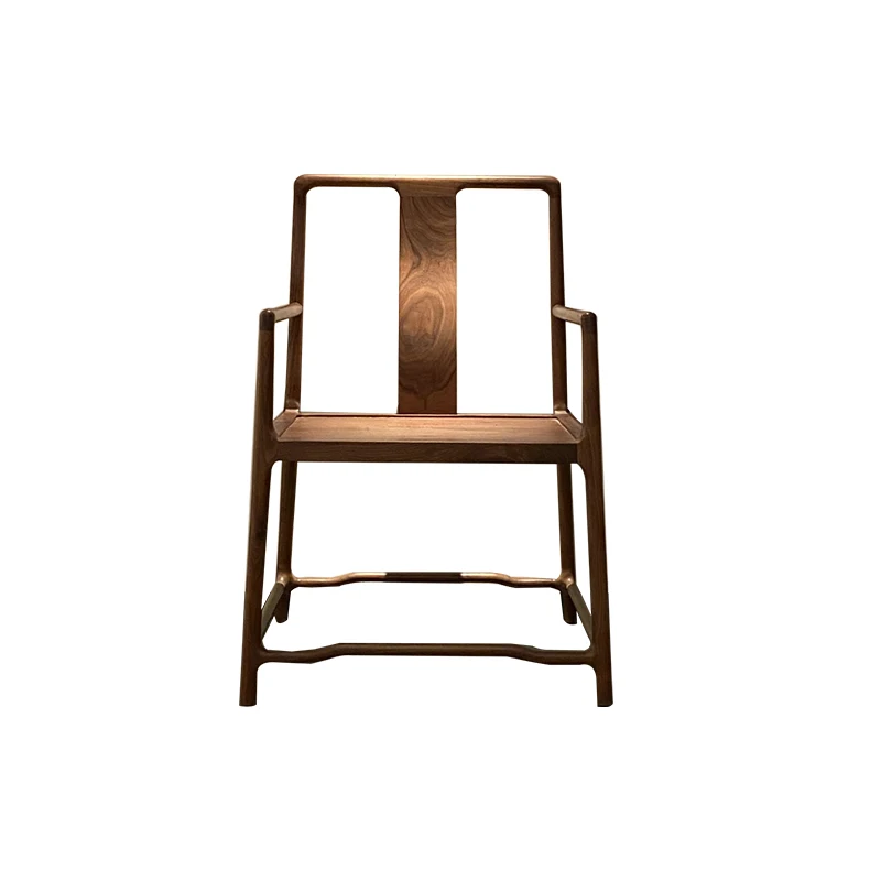 New Chinese North American black walnut chair Song style aesthetic Zen tea chair solid wood furniture