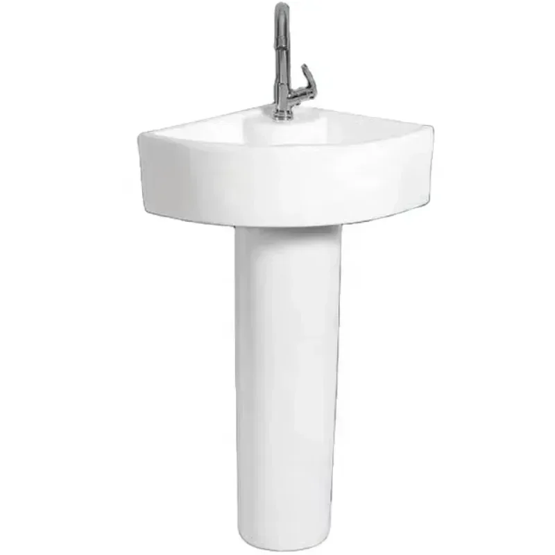 Hot SalesCeramic Corner Pedestal Wash Basin Bathroom Sink Toilet Corner Wash Basin With Pedestal