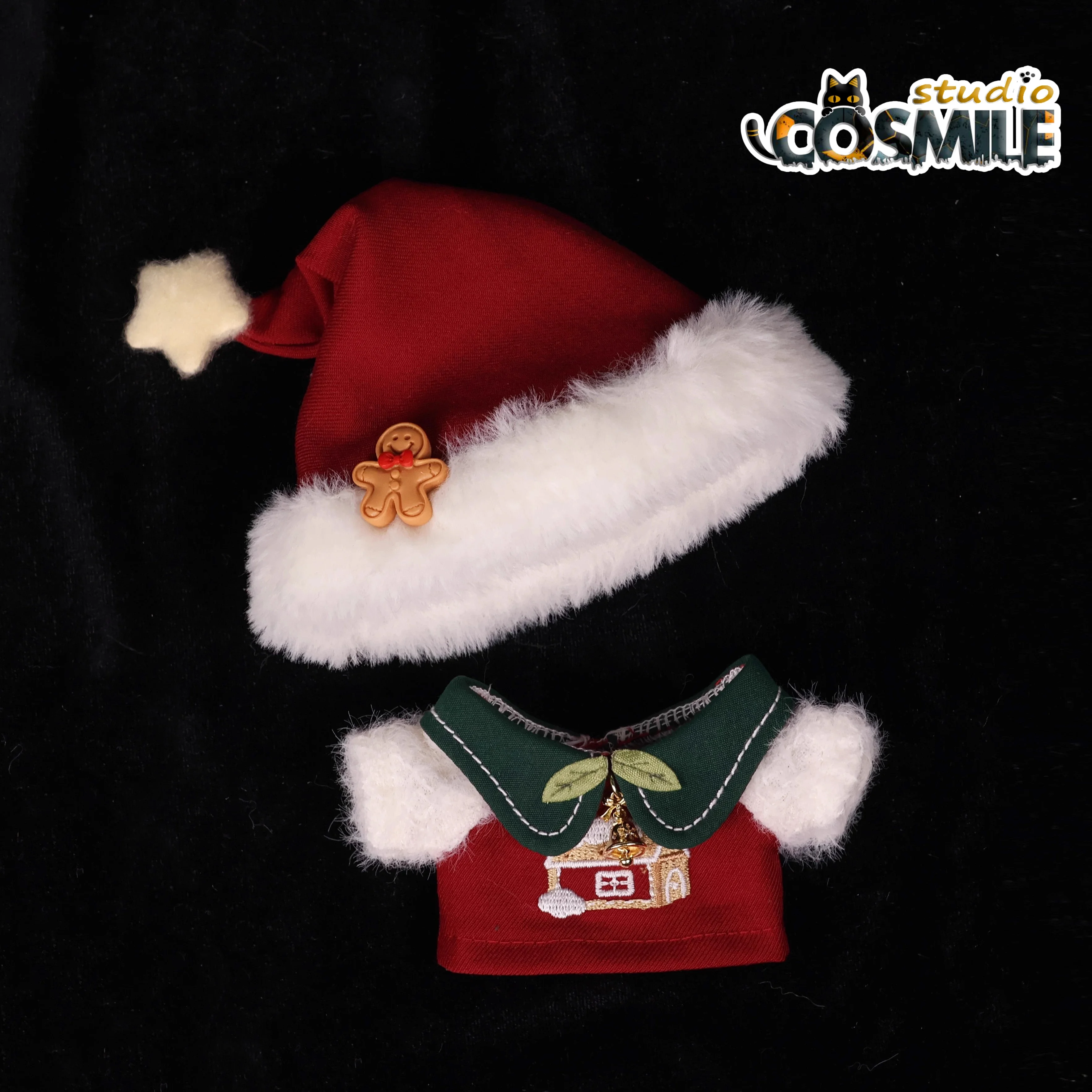 ชุดหมวกแดงคริสต์มาสสำหรับตุ๊กตาไอดอลเคป๊อป ขนาด 10 ซม. พร้อมอุปกรณ์เสริมสำหรับตุ๊กตา รุ่น KL Dec