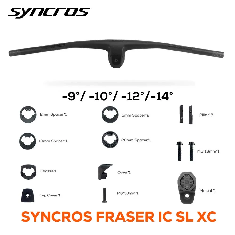 

Syncros Fraser Ic Sl Xc For Sparks Frame -9°/-10°/-12°/-14° Full Carbon Fiber Integrated Cockpit Mtb Handlebar With Mount