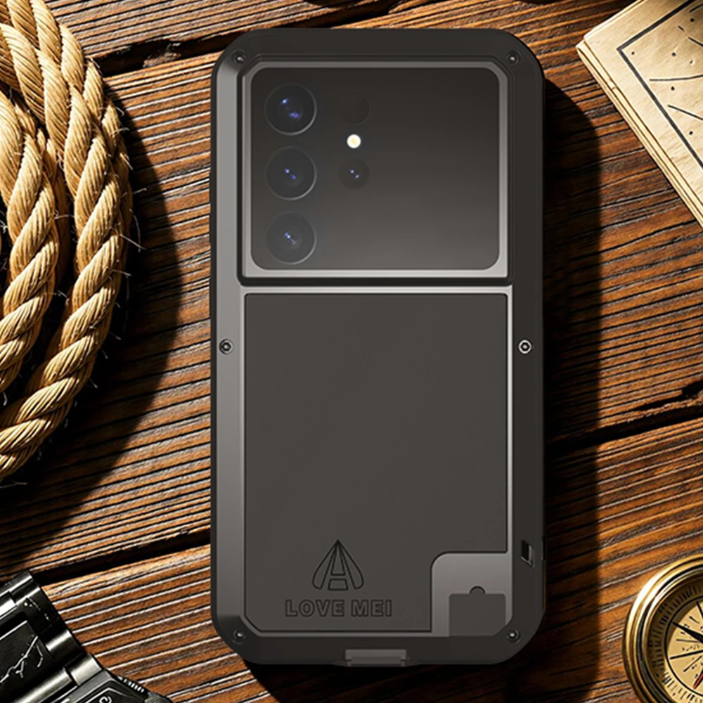 

LOVE MEI Metal Armor For Samsung Galaxy S26 Ultra Case S26+ Plus S26 Military Grade Silicone Cover Funda Coque Built-in Glass