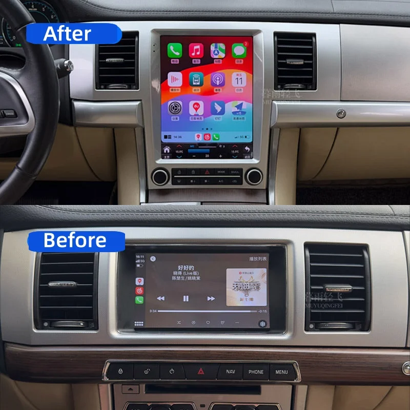 Radio para Auto con Android 14 y CarPlay de 12.1 Pulgadas para Jaguar XF X250 2008-2015, Pantalla Táctil, Reproductor Multimedia de Video, GPS, Navegación, Unidad Principal, DSP