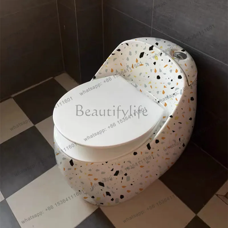 Creative household toilet color terrazzo siphon ceramic toilet