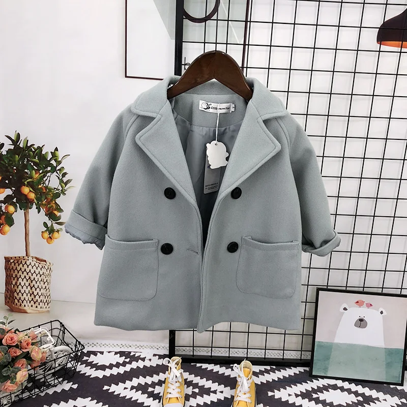 

Korea Baby Boys Girls Winter Wool Jacket Coat Kids Woolen Windproof Outerwear Kids Ourdoor Clothes Children Thicken Warm Blazer