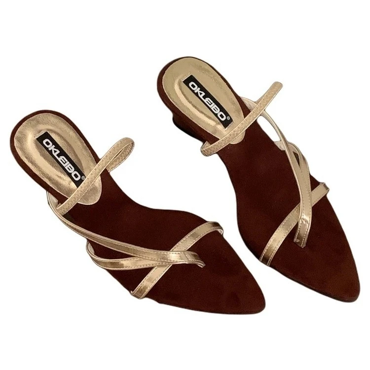French-style Stunning Fairy Wedge Sandals for Women 2026 Summer New Pointed Toe Thin Strap Open-Toe Slides