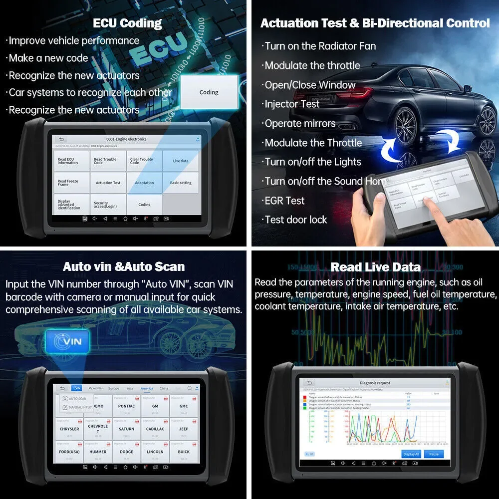 XTOOL Inplus IP819 Auto Diagnostic Tool ECU Coding VAG Guided Automotive Scanner Key Programming CAN FD Bi-directional Control