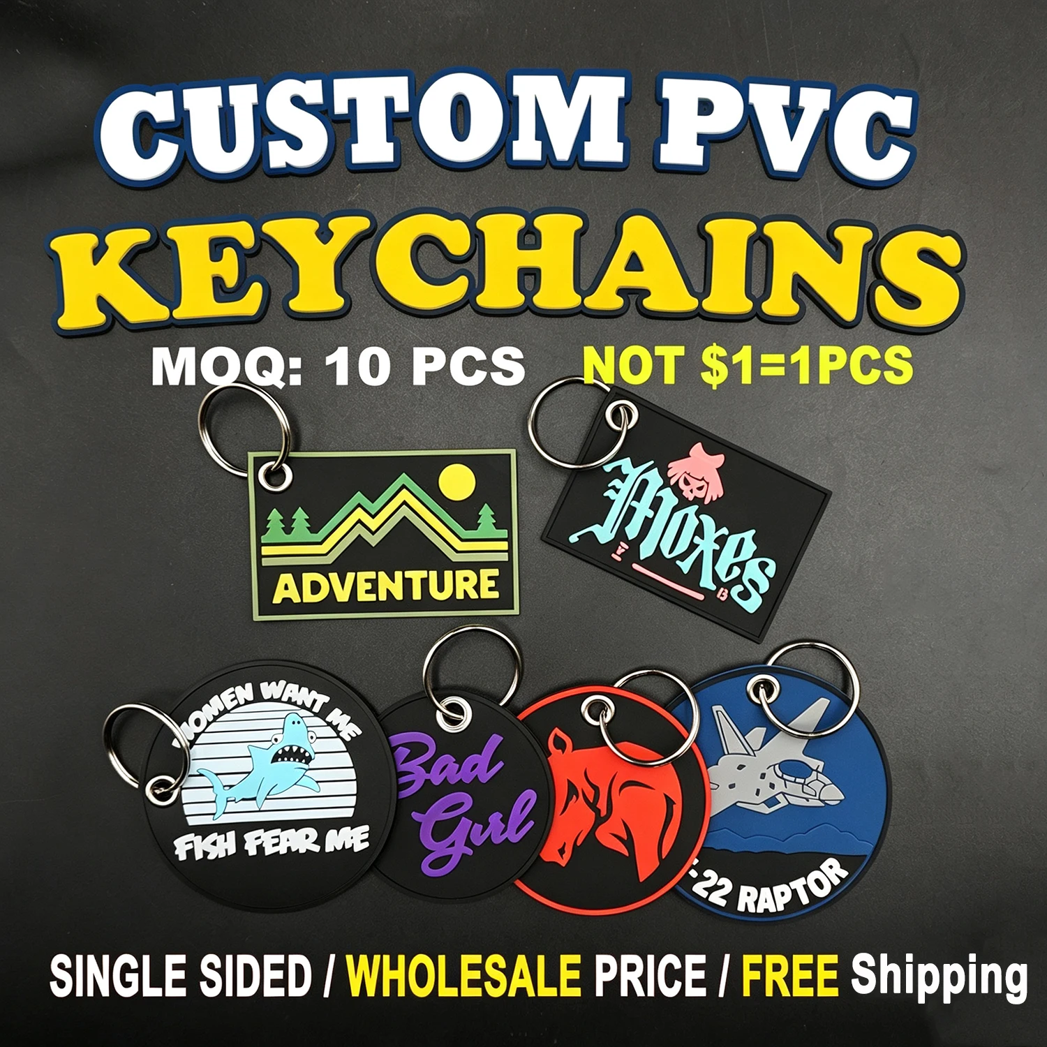 Wholesale Custom Simple PVC Keychain Soft Rubber Personalized  Logo Design Keychains MOQ 10pcs  Car Backpack Key Accessories