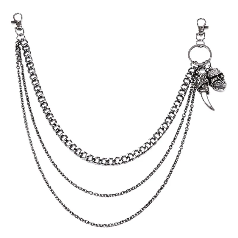 Horn Skull Multi‑Layer Pants Chain Vintage Black Metal Waist Chain Biker Punk Jeans Decor Street Rock Ornament