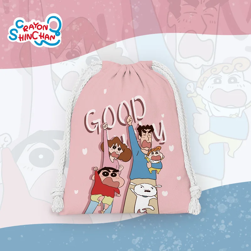 Cartoon Crayon Shin Chan Series borsa con coulisse Anime Kawaii Cute Bundle Pocket Storage Bag Daily Neat Storage Lovely Girls Gifts