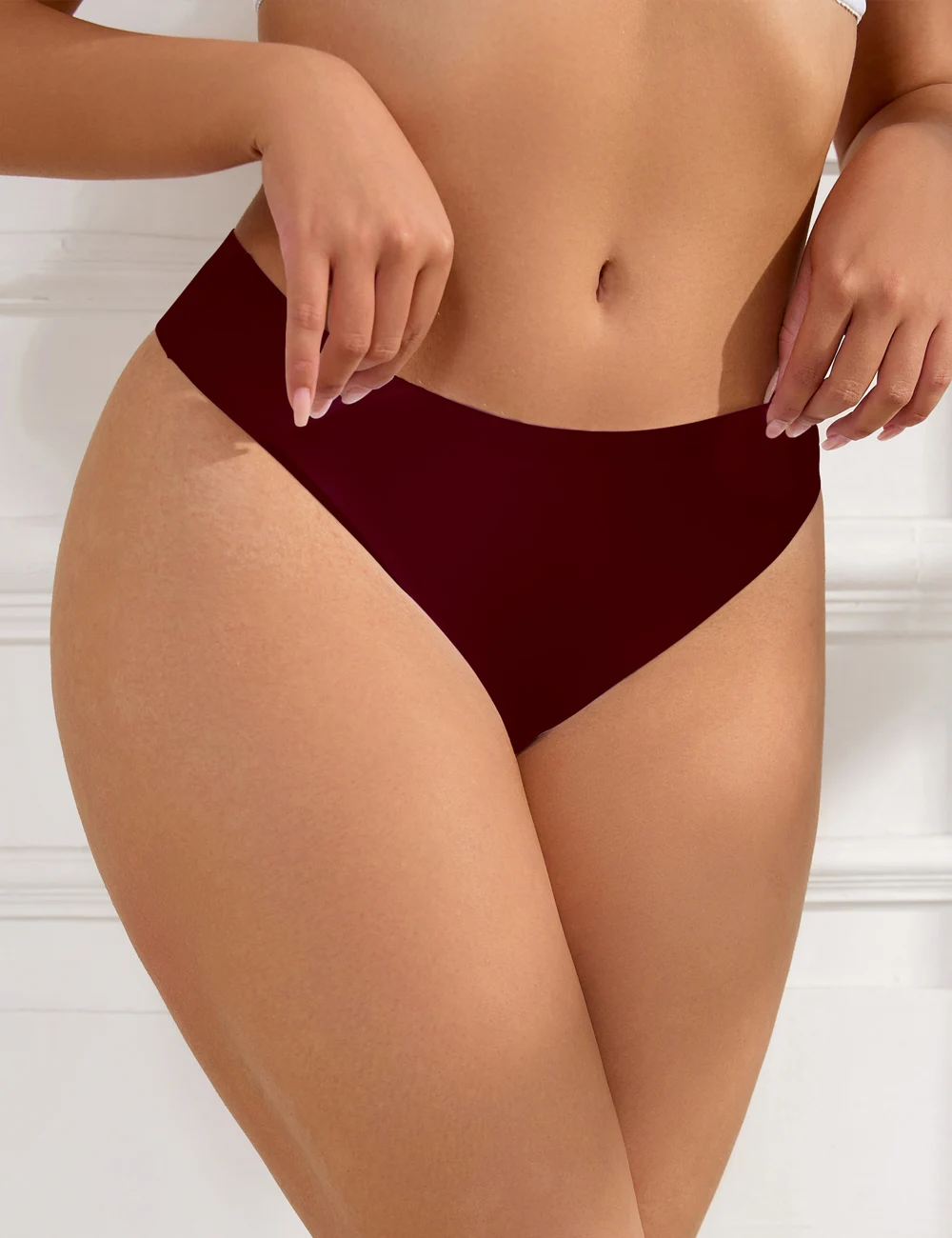 

Comeondear Basic Women's Panties Seamless Underwear Homecoming Comfort Burgundy T-back Lingerie Elastic Mini Thong Briefs Female