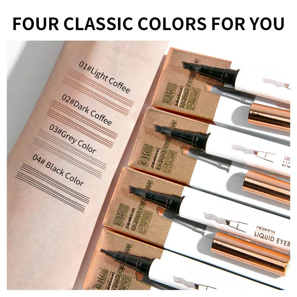 Liquid Eyebrow Pencil Eyebrow Enhancers Micro-Sculpted Four-Pronged Head Waterproof 3D Coloring Natural Eye Makeup Long Lasting