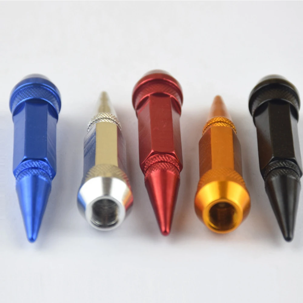 Car Motorcycle Tire Bullet Pointed Styling Valve Caps Alloy Metal Cover Auto Exterior Accessories Wheel Tire Styling Valve Cap