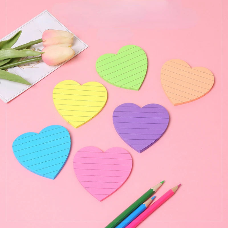 8 colors Sticky notes Notepad Office bookmark Cute heart shaped lines Sticky notes Posted it Stickers in notebook Memo pad