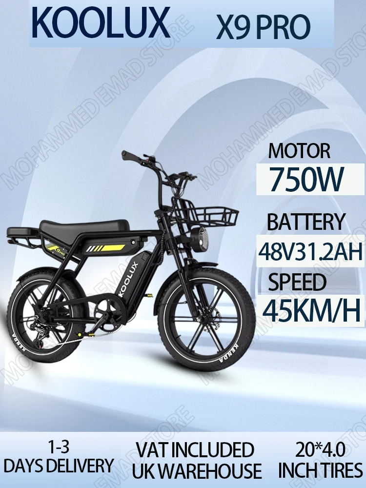 AliExpress KOOLUX X9 Pro Electric Bike 750W Powerful Motor 48V31.2AH Dual Battery Hydraulic Brake 20*4.0 inch Fat Tire Adult Mountain Ebike