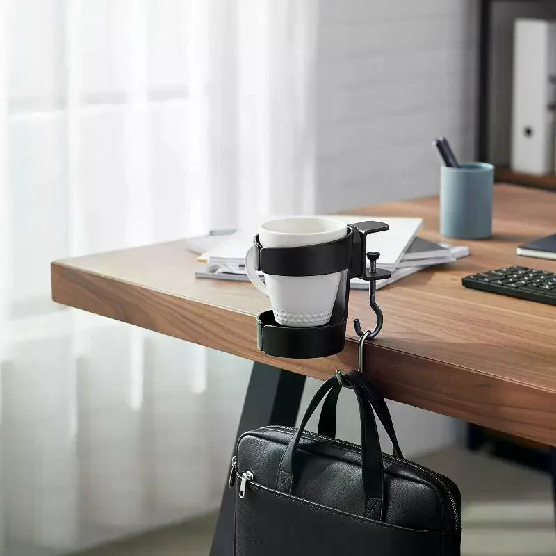 1 PCS Clip On Desk Cup Holder No Drill Anti-Spill Design For Home Office Gaming Desks Storage Rack
