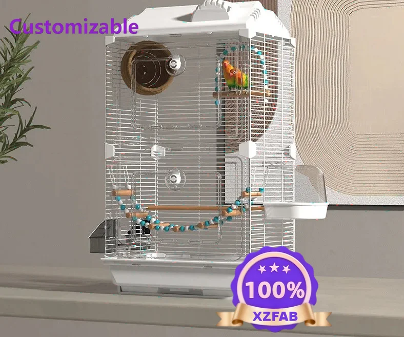 Factory Direct 2026 Bird cage budgie landscape acrylic bird cage Xuanfeng peony Wenniao embroidered eye large villa bird cage