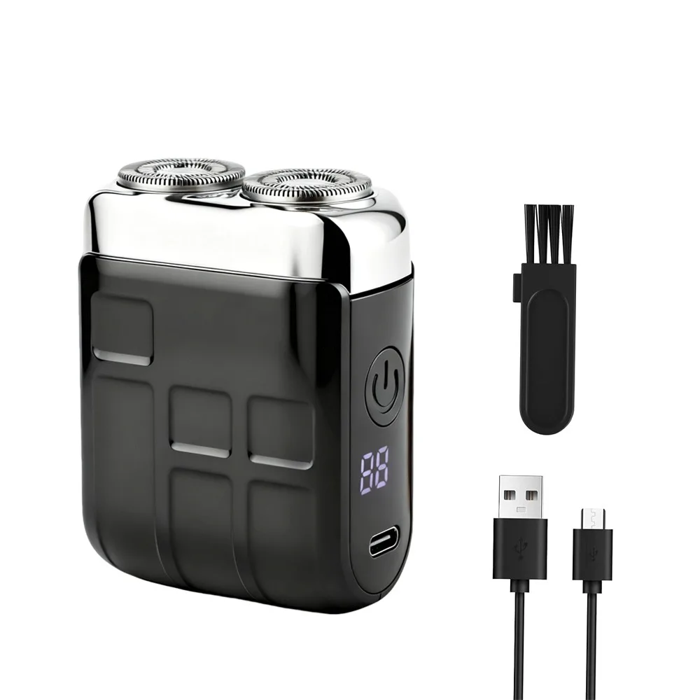 

USB Rechargeable Mini Electric Shaver Washable Dry and Wet Use Beard Trimmer Low Noise Intelligent Dual Control Facial Trimmer