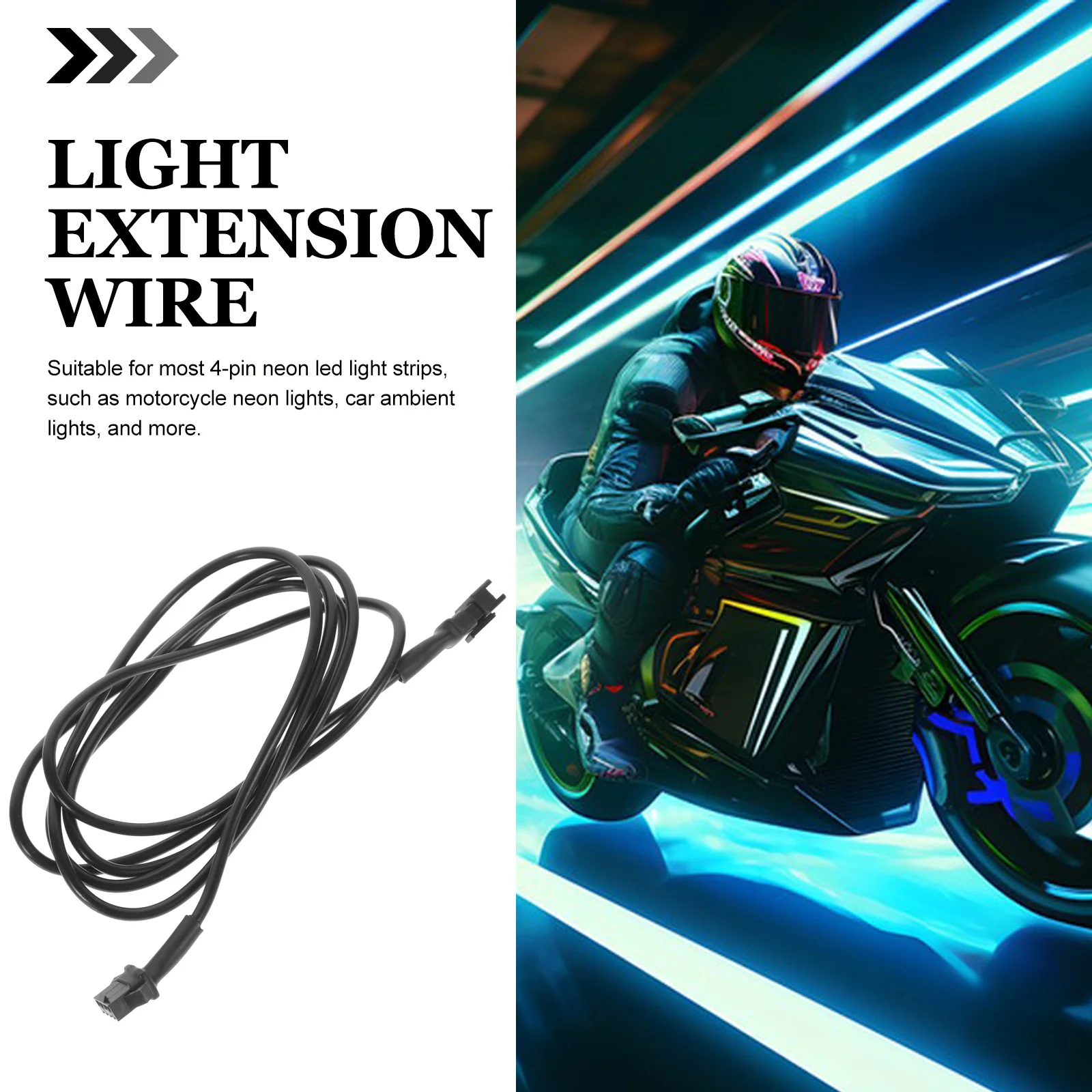 

4Pcs Neon Light Extension Cable PVC 4-Pin Waterproof for Car Motorcycle LED Strip Lights Extension Cord Long Life