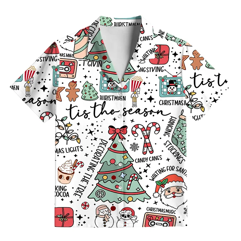 American-style Christmas 3D-print Matching Family Loungewear Set Gingerbread Man Pattern, Short-sleeve Top and Long Pants