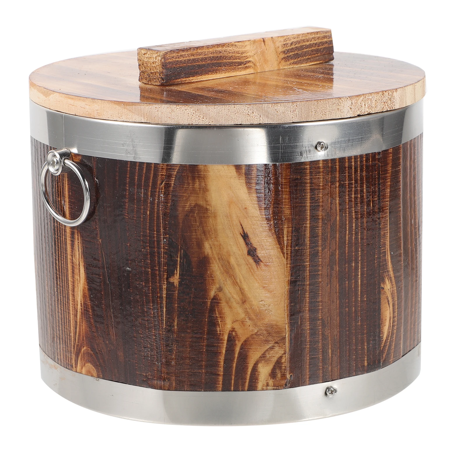 

Wooden Sushi Rice Bucket Lid Smooth Surface Compact Light Weight Multi Use Bibimbap Mixing Serving Display Container Restaurant