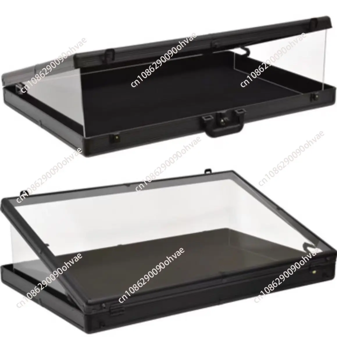 Silberner Aluminium-Acryl Transparenter Präsentationsständer Tragbare Ausstellungsvitrine für TCG-Karten mit Verschlussfunktion