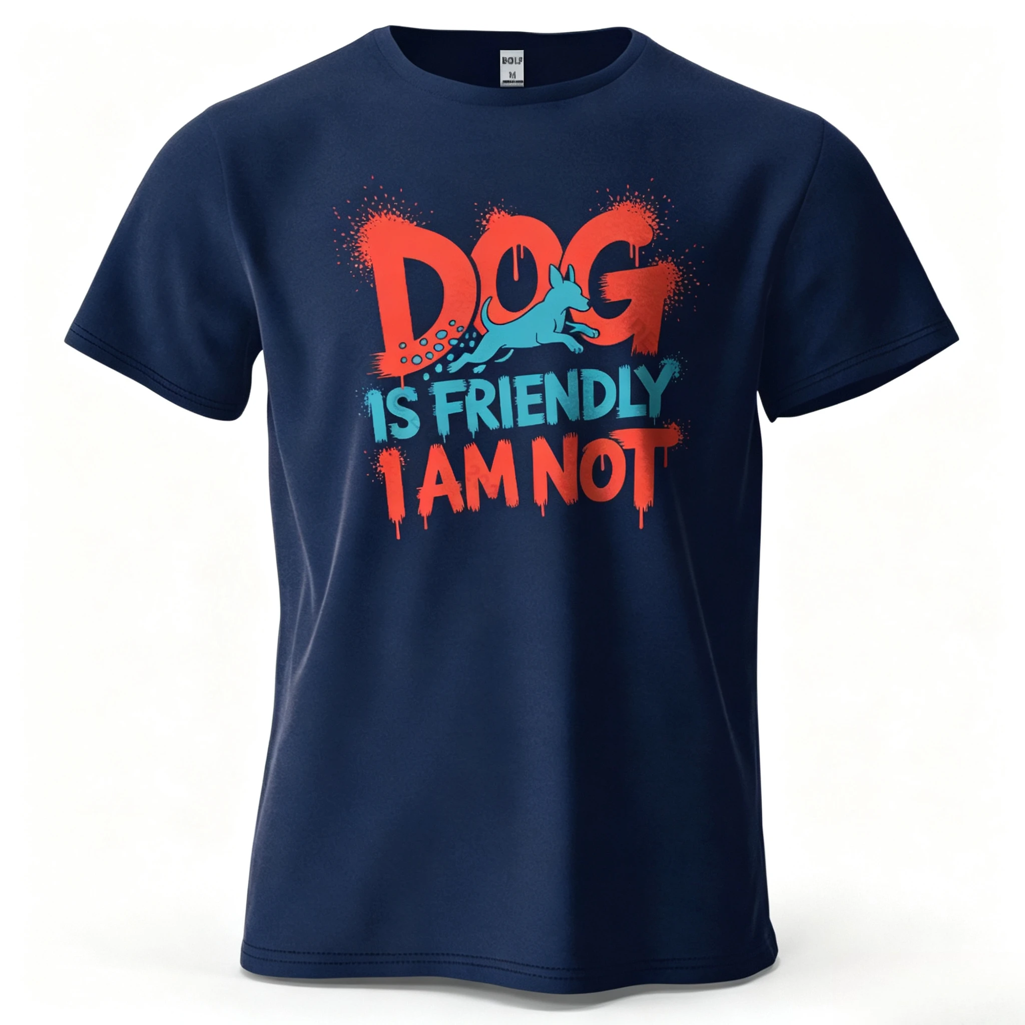 Men's Dog Is Friendly I Am Not Graphic Short Sleeve T-Shirt Printed Tops Tee for Women Summer Casual Sportswear