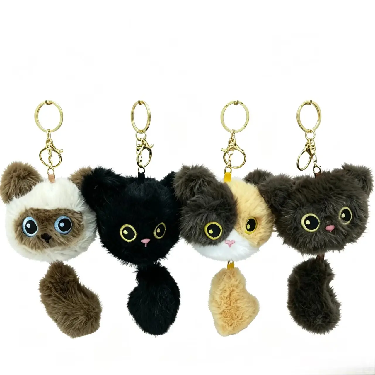 

Retractable Cat Plush Keychain 4 Inch Cute Kitten Pendant PP Cotton Stuffed Animal Bag Charm Kawaii Keyring Gift for Girls