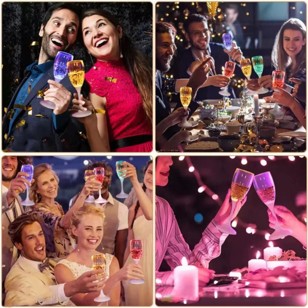 6 stücke führte Licht gläser Champagner Flöten Cocktail blinkende Tassen für Party Bar Nachtclub trinken Weihnachten Hochzeits feier Großhandel