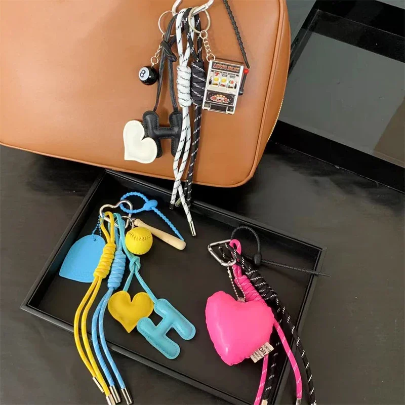 Colorful Nylon Braided Rope Bag Pendant, Love Keychain, Game Console Baseball Bag Pendant Casual Original Style Ornaments