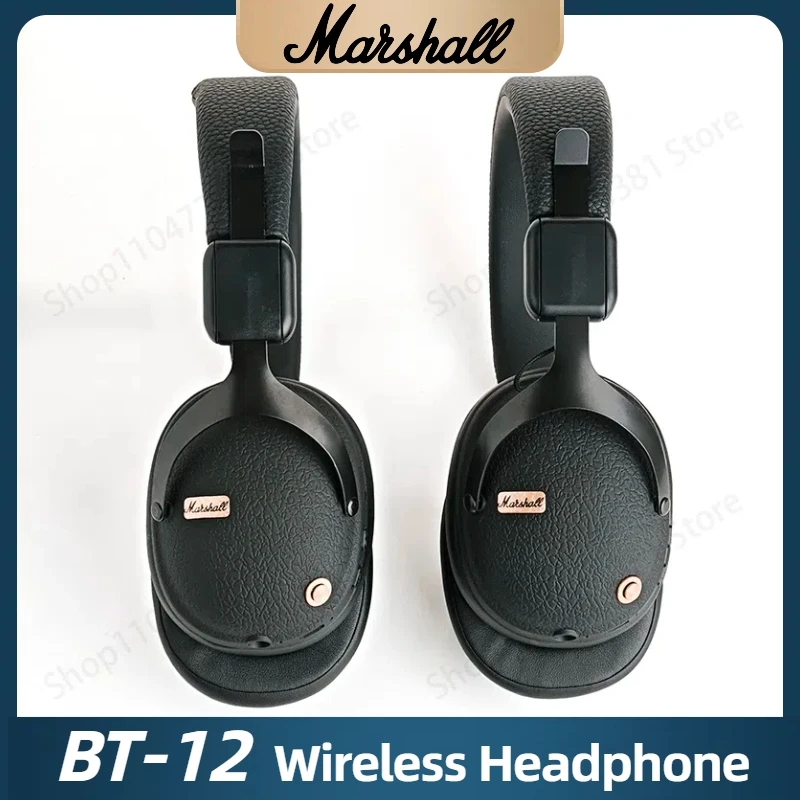 MARSHALL BT12 Wireless Headphones, Active Noise Cancellation, Hi-Fi Audio, Comfort Fit, waterproof Bluetooth Retro Music Headset