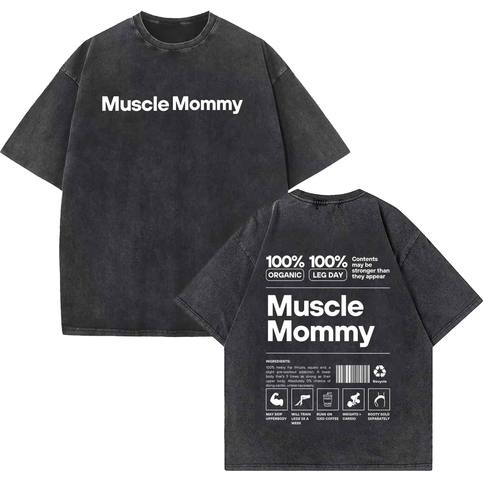 

Funny Muscle Mommy Gym Vintage Washed T Shirts Men Women Fashion O-Neck Short Sleeve T-shirt Casual 100% Cotton Oversized Tshirt