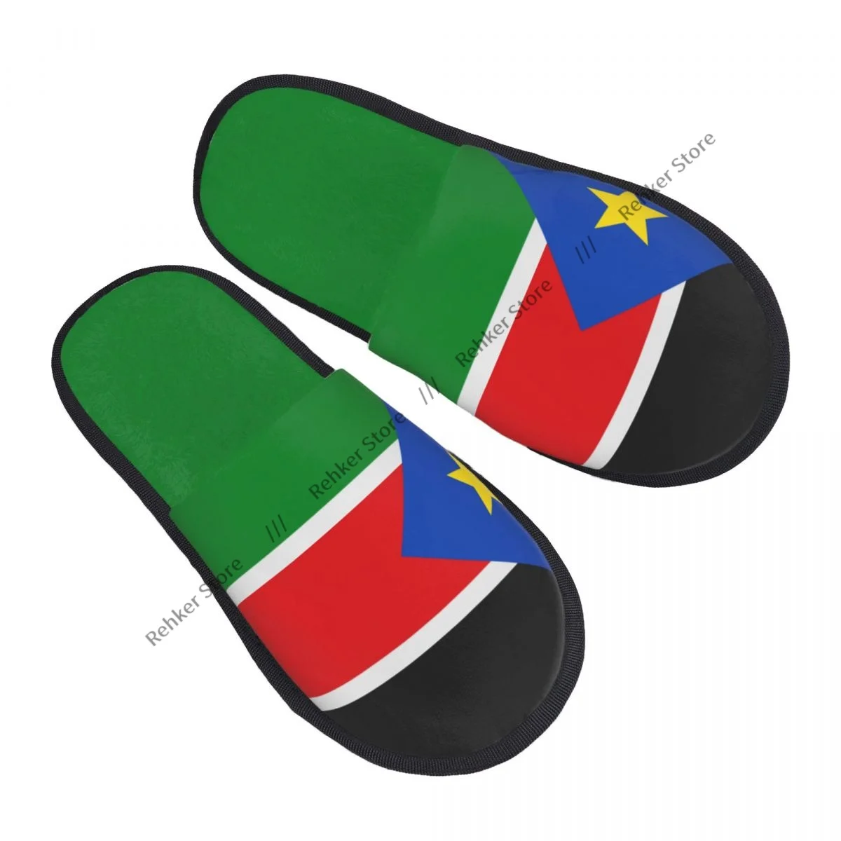 Indoor Slippers South Sudan Flag Plush Slipper Autumn Winter Shoes House Flat Floor for Bedroom