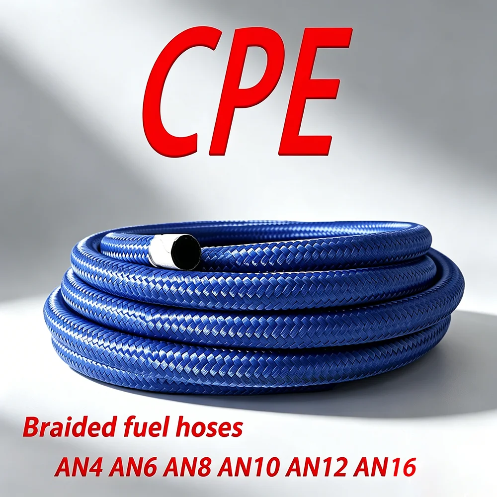 CPE Rubber Fuel Hose AN4 AN6 AN8 AN10 AN12 AN16 AN20 with Nylon Stainless Steel Braided Lining for Oil Gas Cooler Pipeline