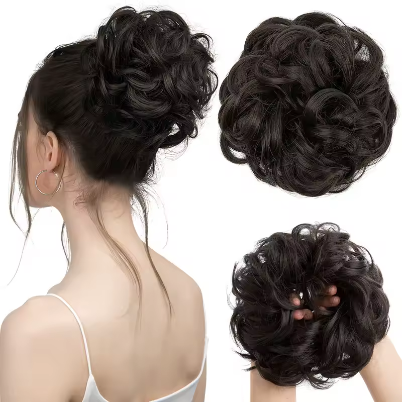 Synthetic Messy Hair Bun Extensions Big Curly Elastic Hair Scrunchies Hairpieces Chignon Donut Updo Hair Pieces for Women - Image 25