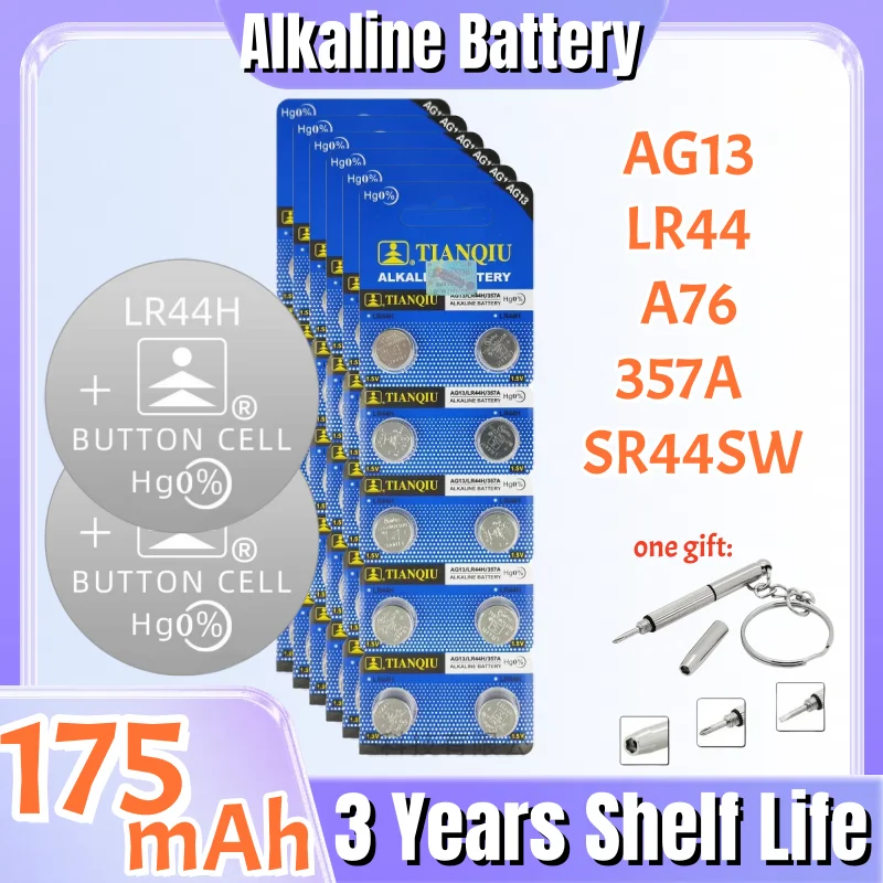 4-100PCS LR44 AG13 Button Cell Battery 1.5V 357 SR44 LR1154 Button Coin RW82 SR1154 SP76 Batteries for Watch Toys Remote