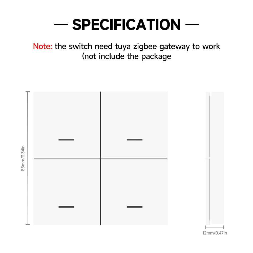 ZigBee Wireless Scene Swith Tuya Intelligent 4 Gang Scenario 12 Switch Remote Control Smart Life App Home Automation Scenario