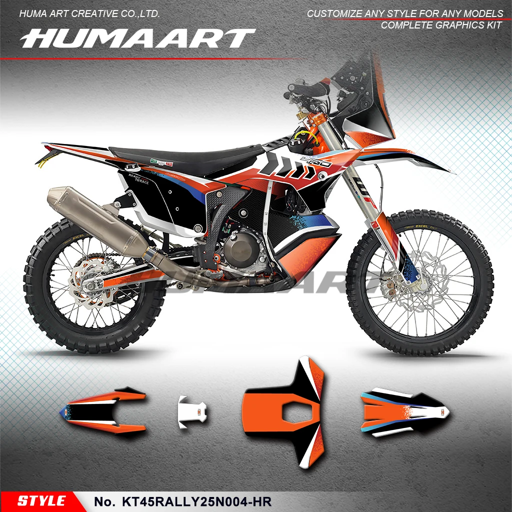 

Комплект персонализированных графических наклеек HUMAART, прочный винил для KTM и Husqvarna 450 RALLY 2025 года, Restyled, KT45RALLY25N004-HR