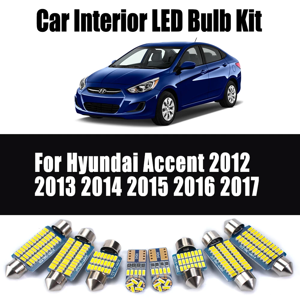 

10Pcs Canbus Car Led Interior Reading Trunk Dome Light Kit For Hyundai Accent 2012 2013 2014 2015 2016 2017 License Plate Lamp