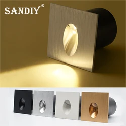 SANDIY Recessed Wall Sconce Lamp Led Stair Lighting Interior Step Light Aluminum Nightlights with Box for Bathroom 110V/220V/12V