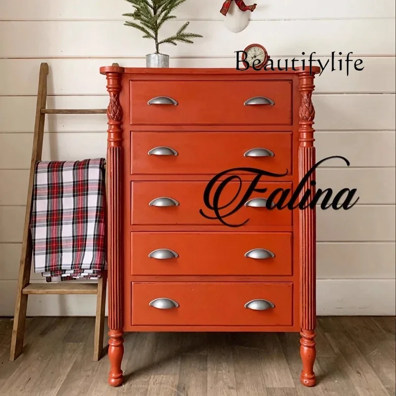 

WM French retro chest of drawers living room wall drawer locker light luxury high-end storage locker